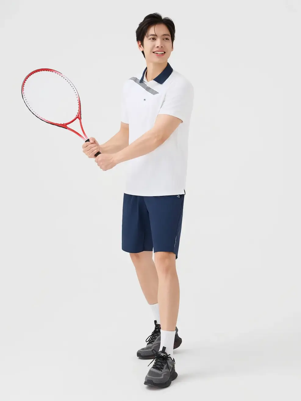 Áo Polo Nam Phối Cổ Thân Có In - White 004 - S