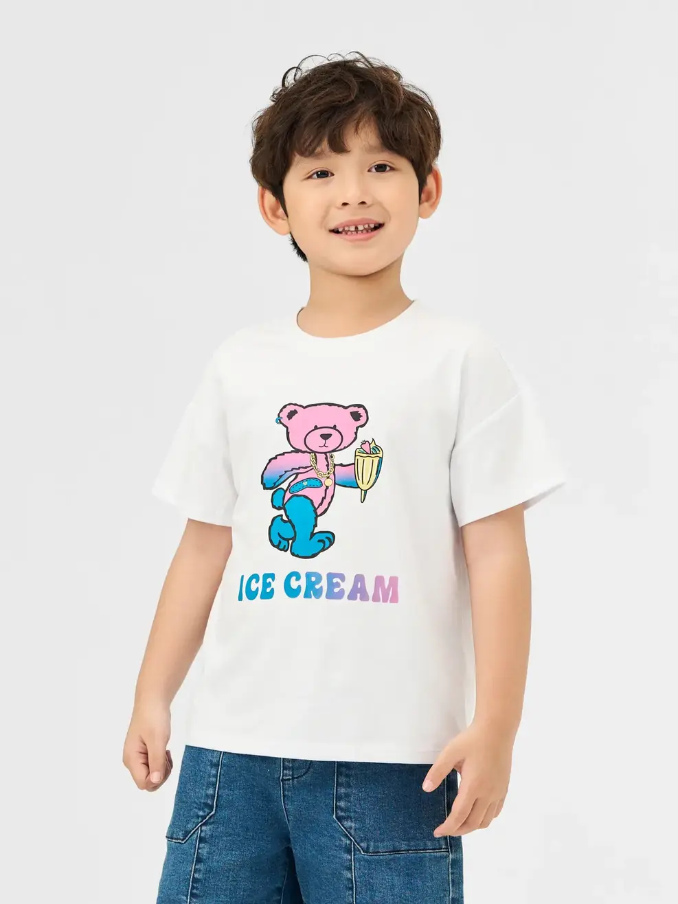 T-shirt Kid In Gấu Bột Ngô - Trắng 1 - 2