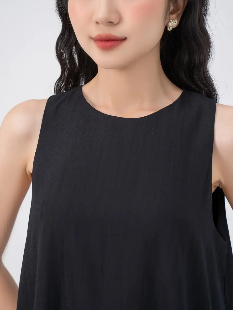 Váy Dáng A Xếp Ly Sát Nách - Đen - S