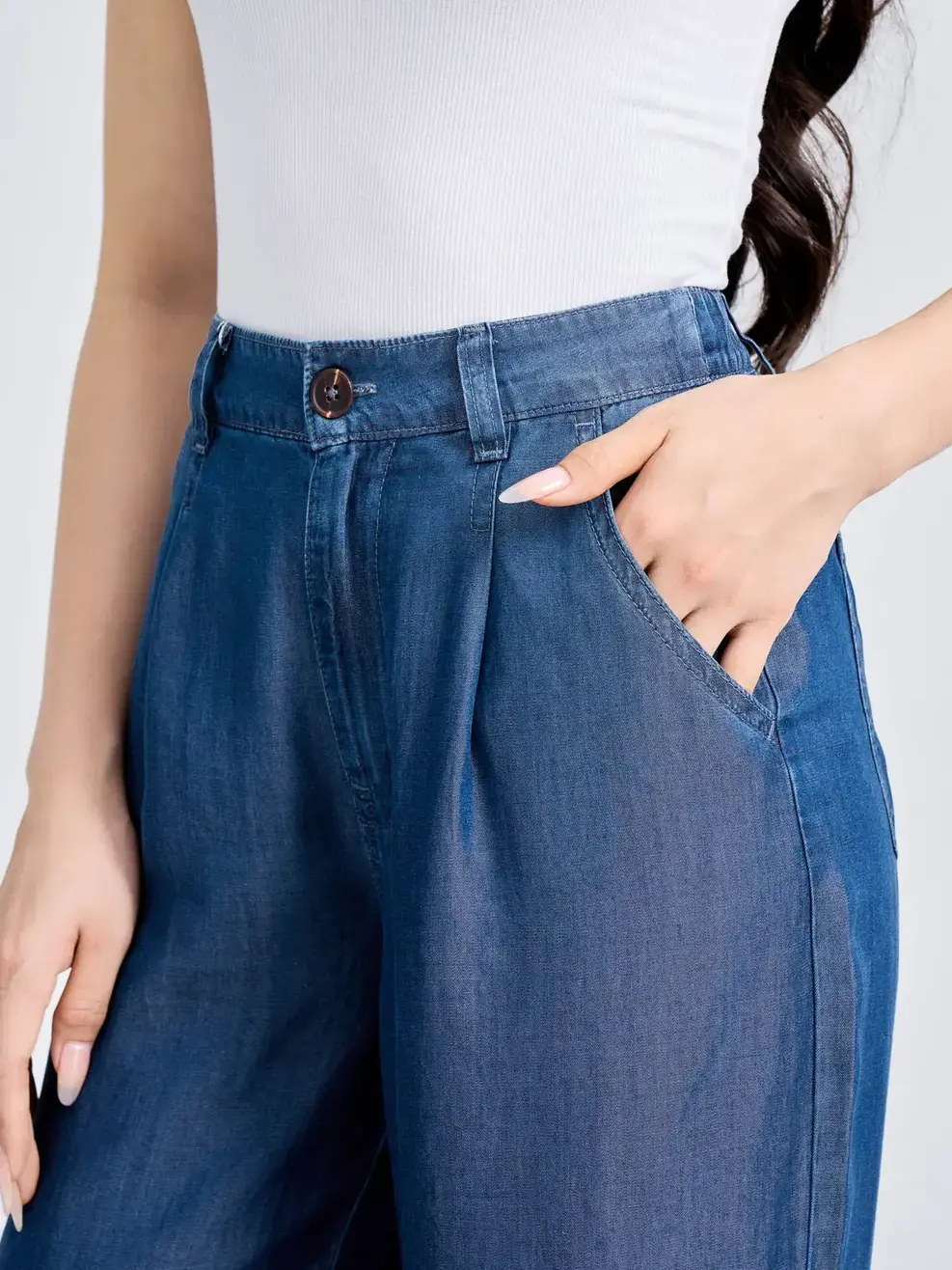 Quần Jeans Giấy Tencel Suông 1 Ly (QJN7062) - Màu chàm 002 - 25