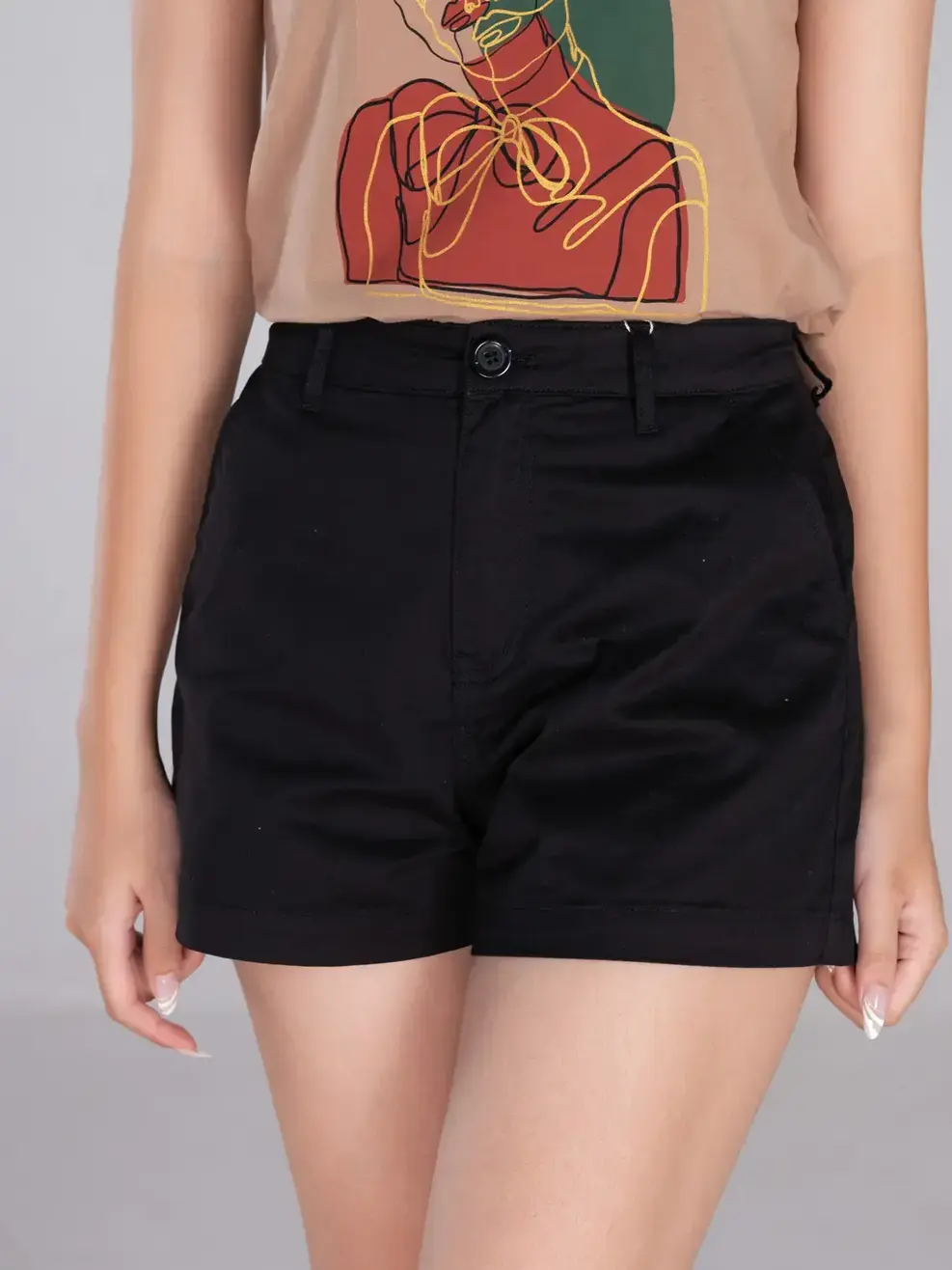 Quần Shorts Khaki Suông Trơn (SJN4022) - Đen 001 - 25