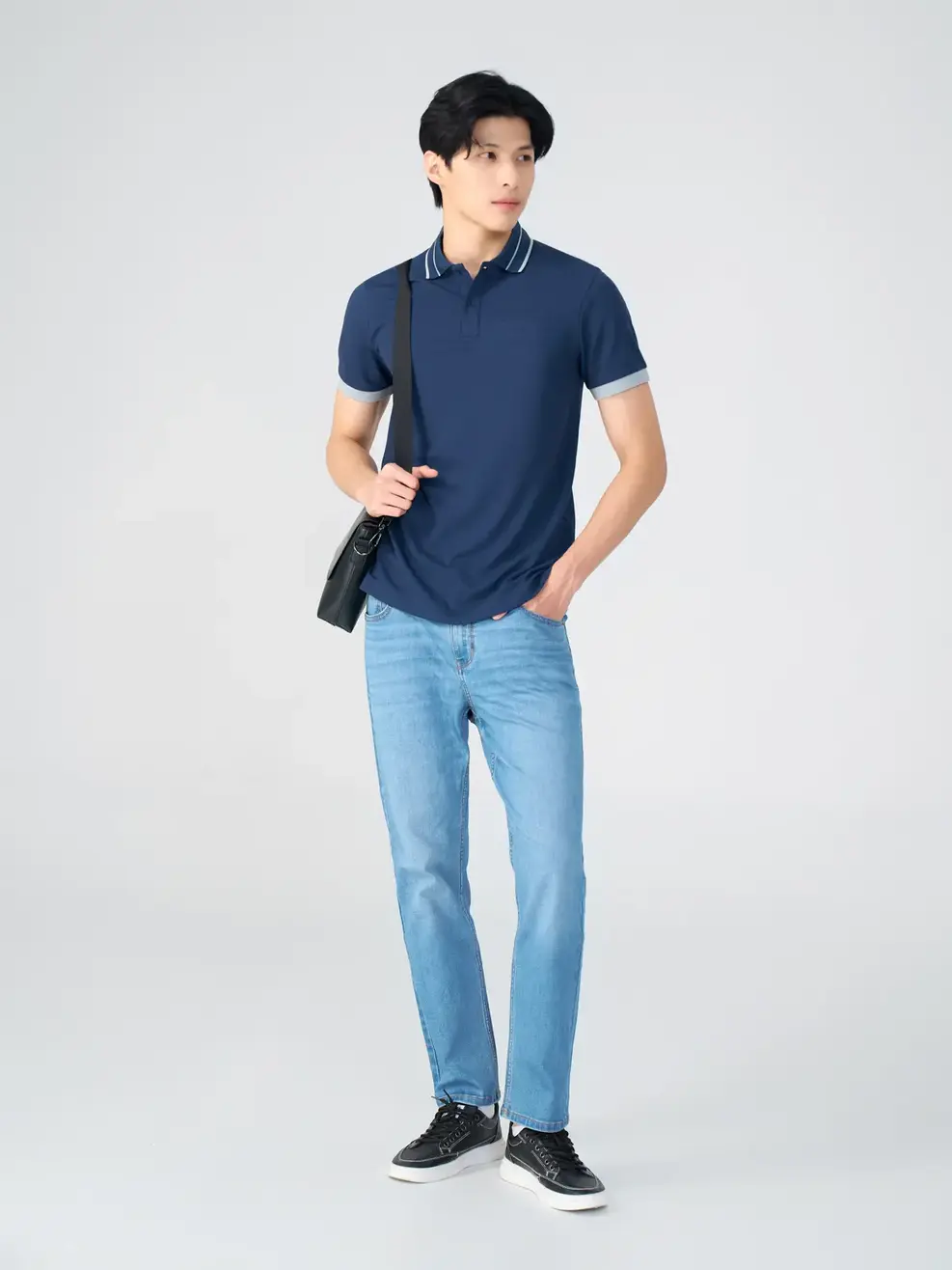 Quần Jeans Nam Cafe Slim Can Tú - Xanh đậm - 28