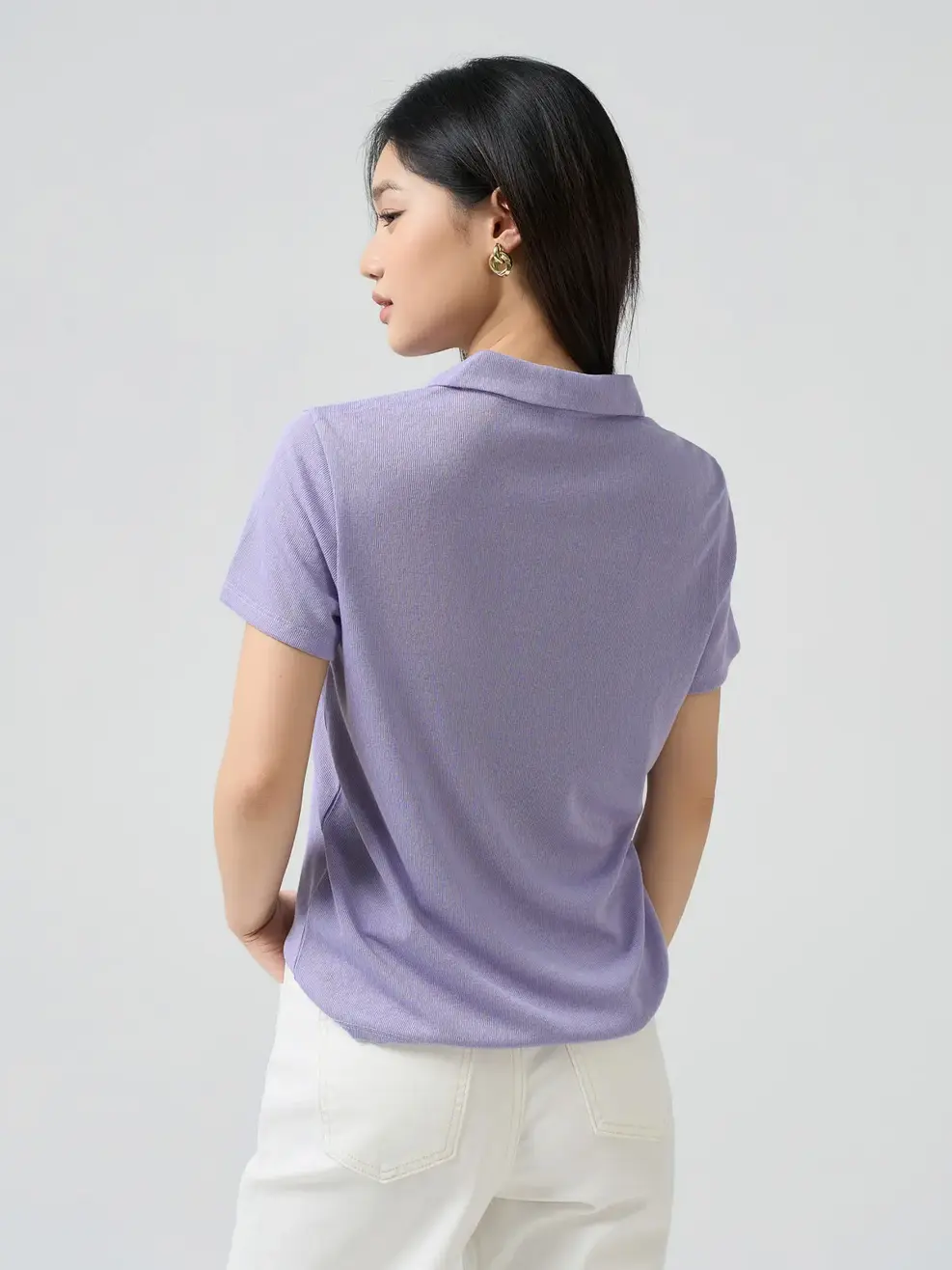 Áo Polo Dệt Họa Tiết - Màu tím 001 - M