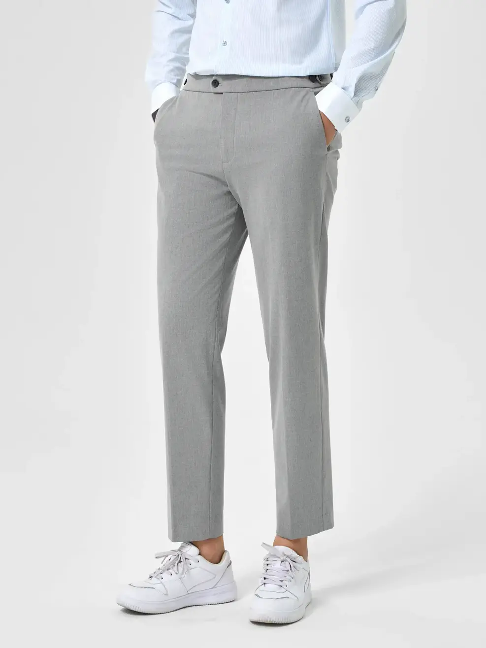 Quần Âu Nam Trend Đai Lưng - Ghi - 33