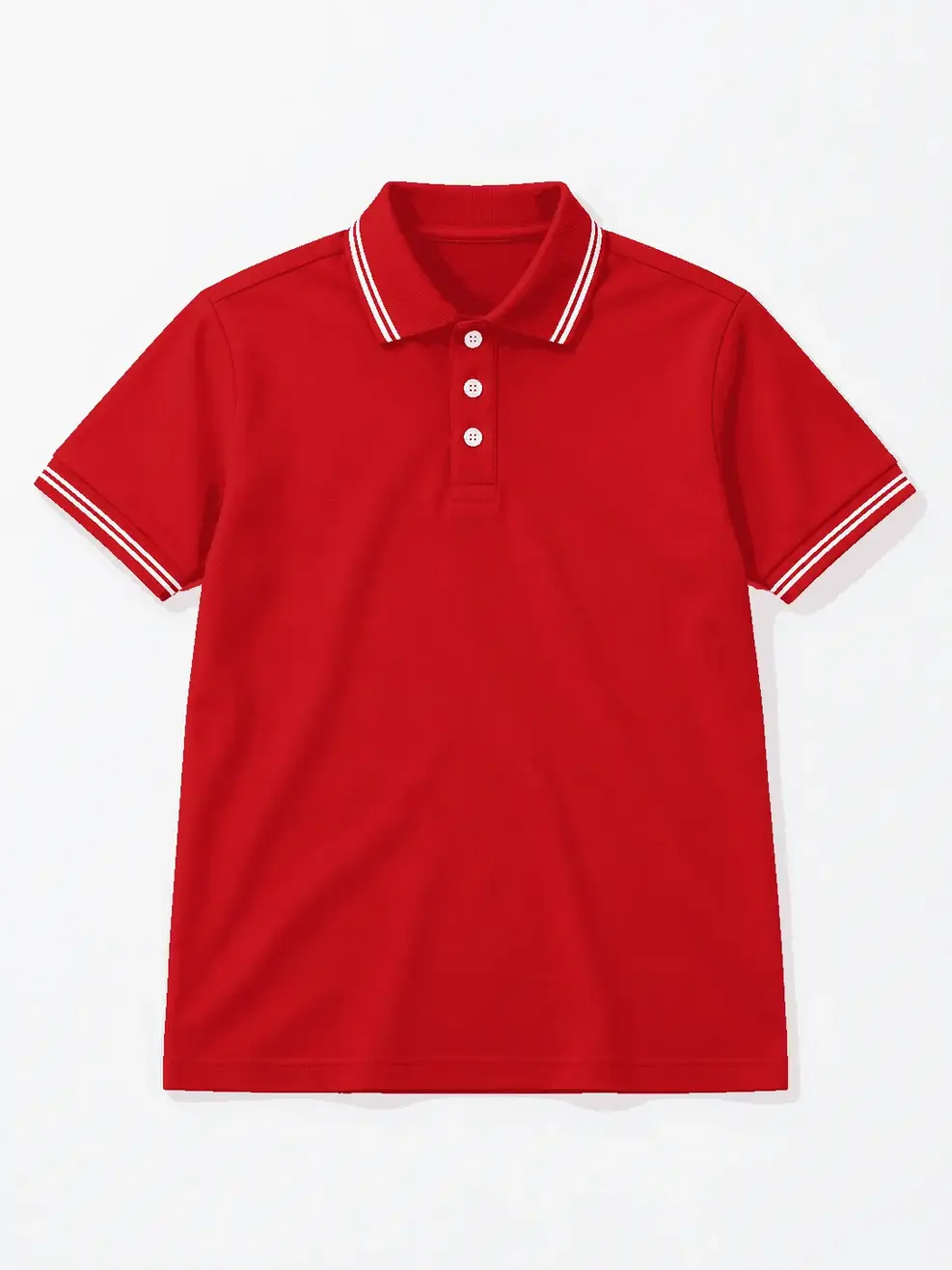 Áo Polo Nam Regular Vải Mắt Chim Phối Bo Kẻ - Đỏ 062 - S