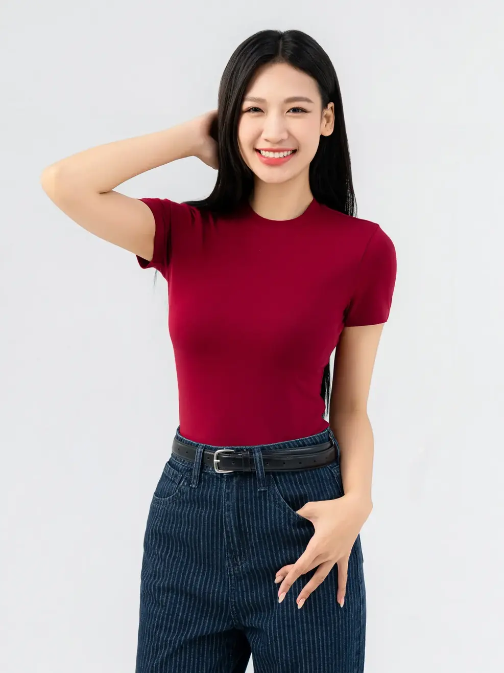 Áo Phông Ôm Cổ Cao Croptop-TSN7269 - Màu đỏ 008 - S