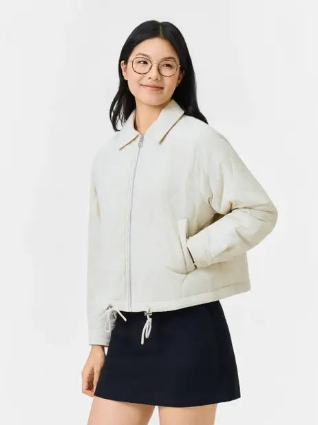 Áo Phao Nữ Bomber Cổ Bẻ