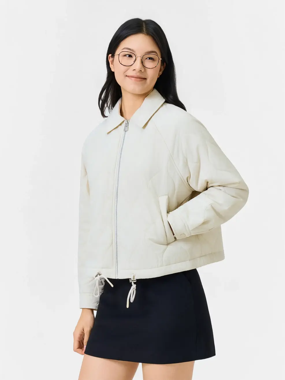 Áo Phao Nữ Bomber Cổ Bẻ - Xám 218 - S