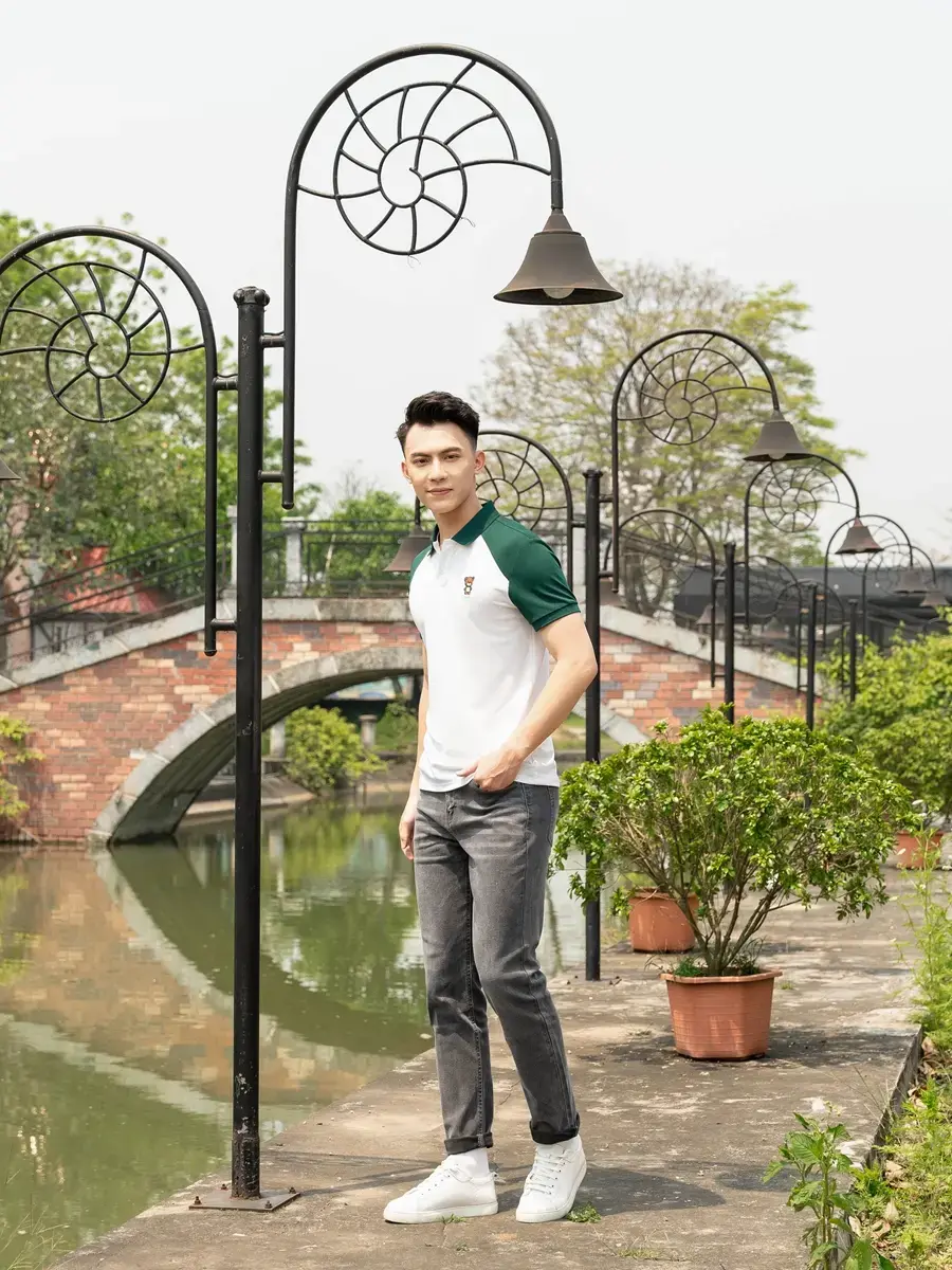 Polo nam café gia đình gấu - Xanh rêu - 4XL
