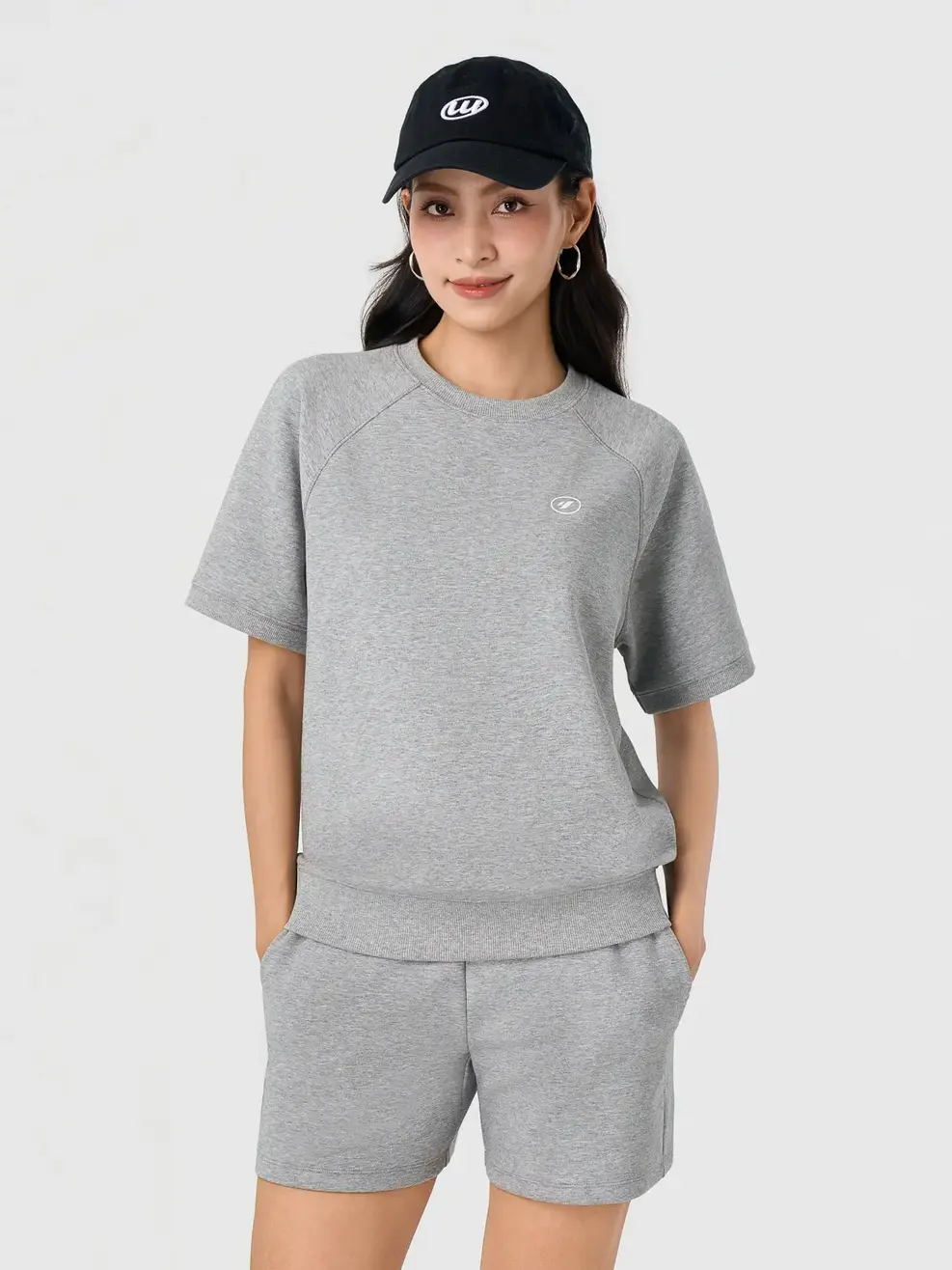 Bộ Đồ Nữ Tay Raglan - Melange xám 52 - S