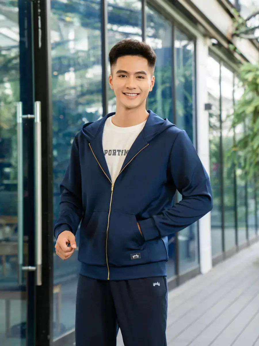 Áo Khoác Thể Thao Nam Có Mũ - Cổ vịt - L