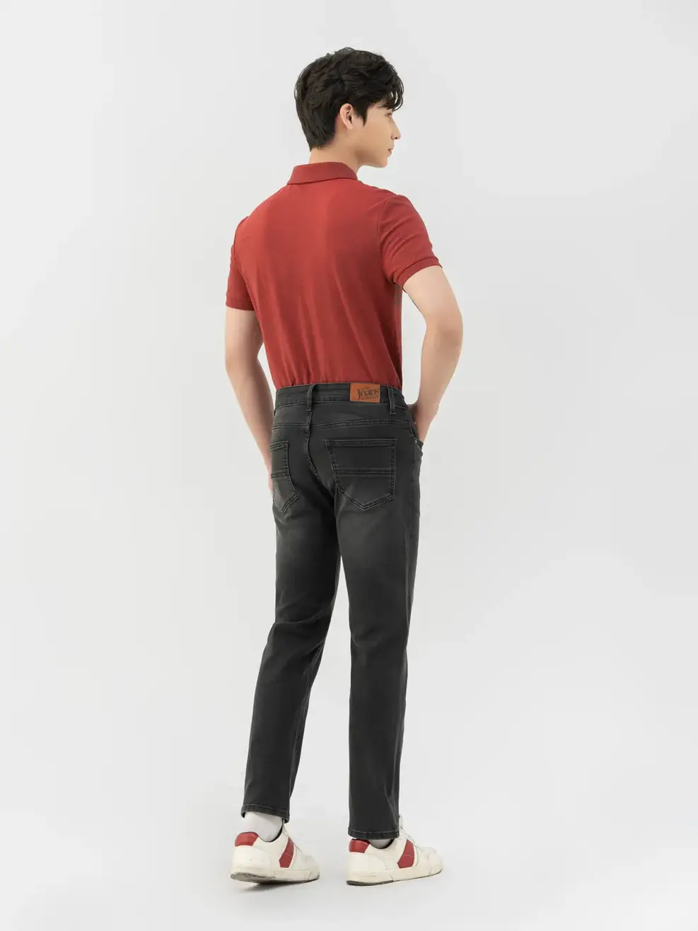 Quần Jean Nam Slimfit Rayon Dây Dệt Túi Đồng Hồ - Đen - 28
