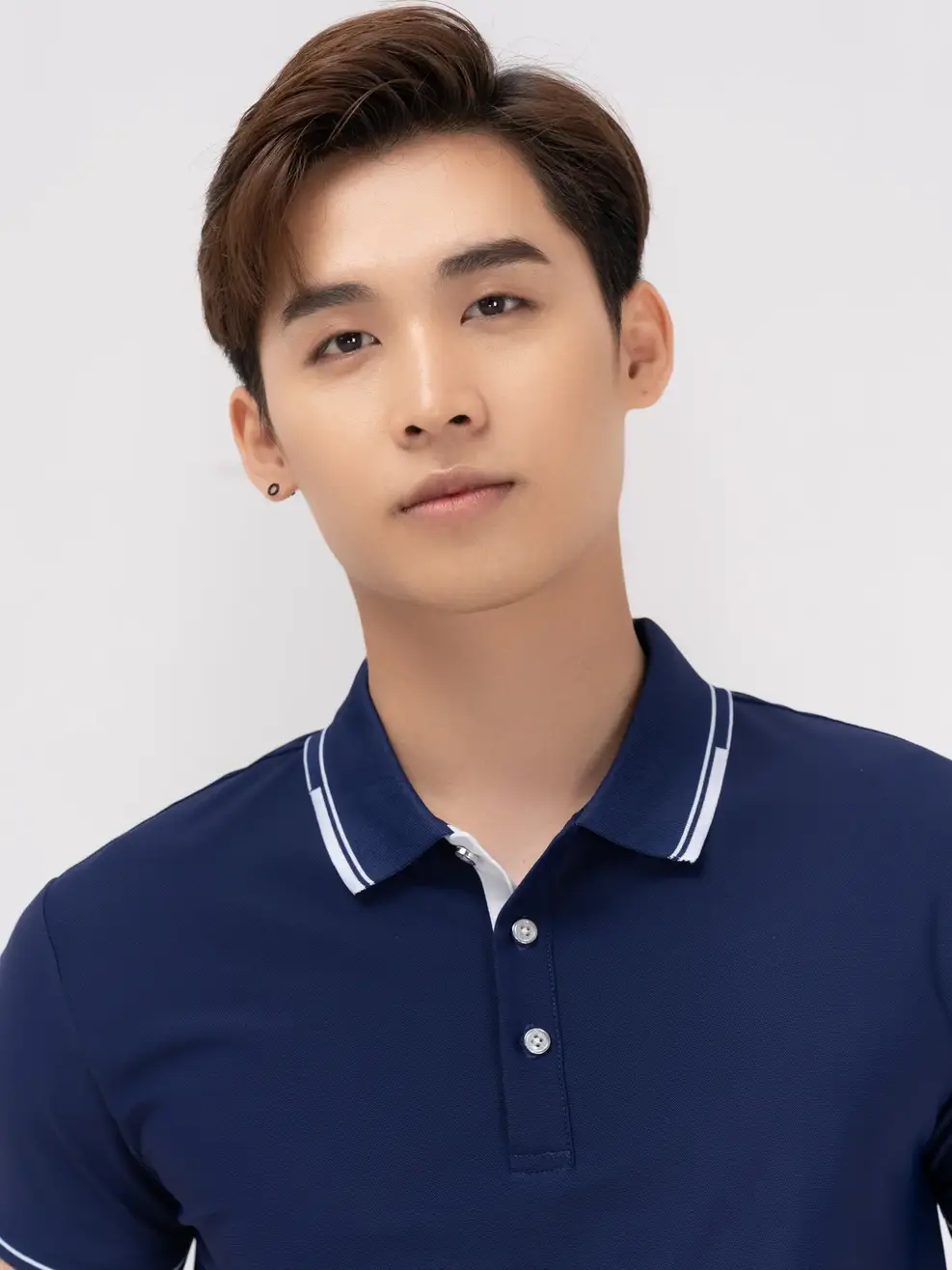 Polo nam phối nẹp - Tím than - S