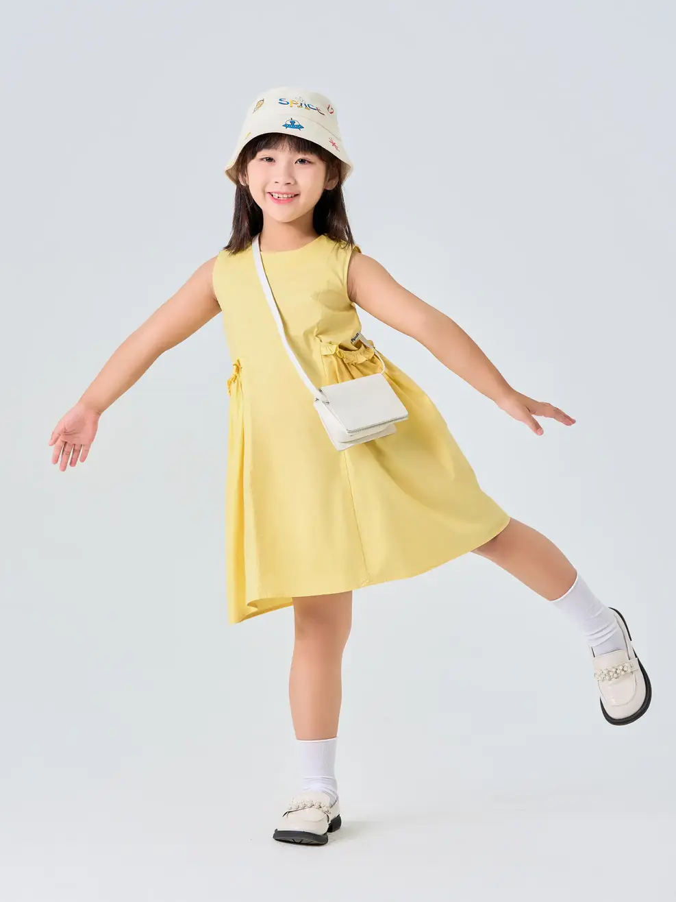 Đầm Kid Nhún Bồng - Vàng - 2-3