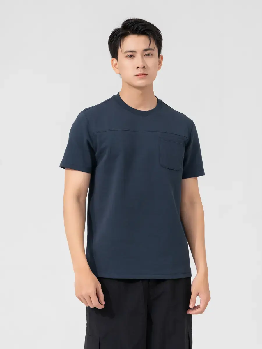 T-shirt Nam Regular Can Ngực Túi Ốp - Tím than - M