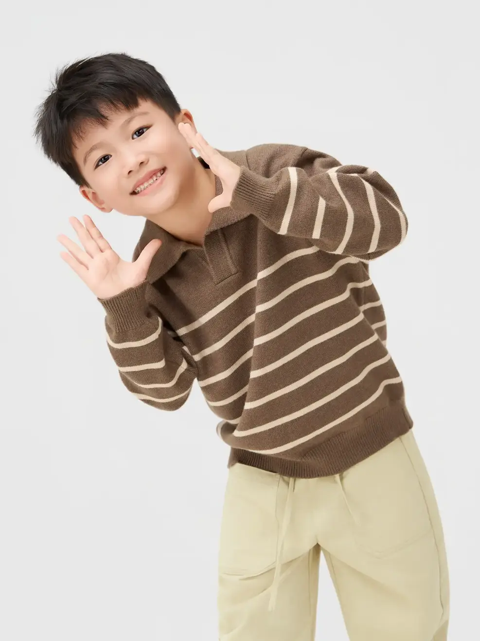 Áo Len Kẻ Ngang Cổ Polo - NÂU 133 - 122