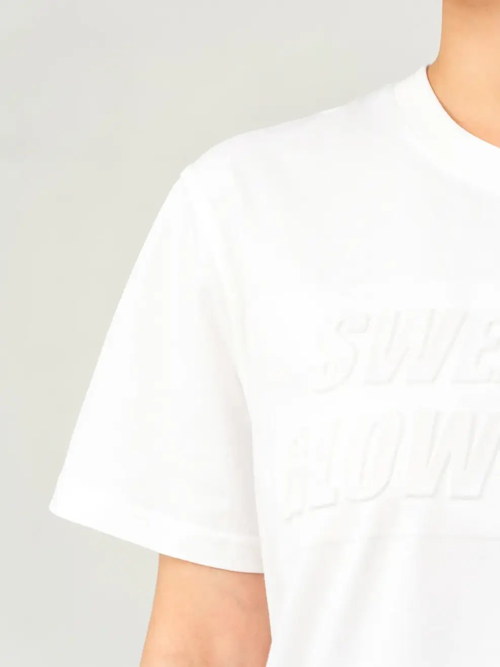 T-shirt Nữ From Rộng Dập Chữ Nổi Cotton Usa - Trắng 1 - S