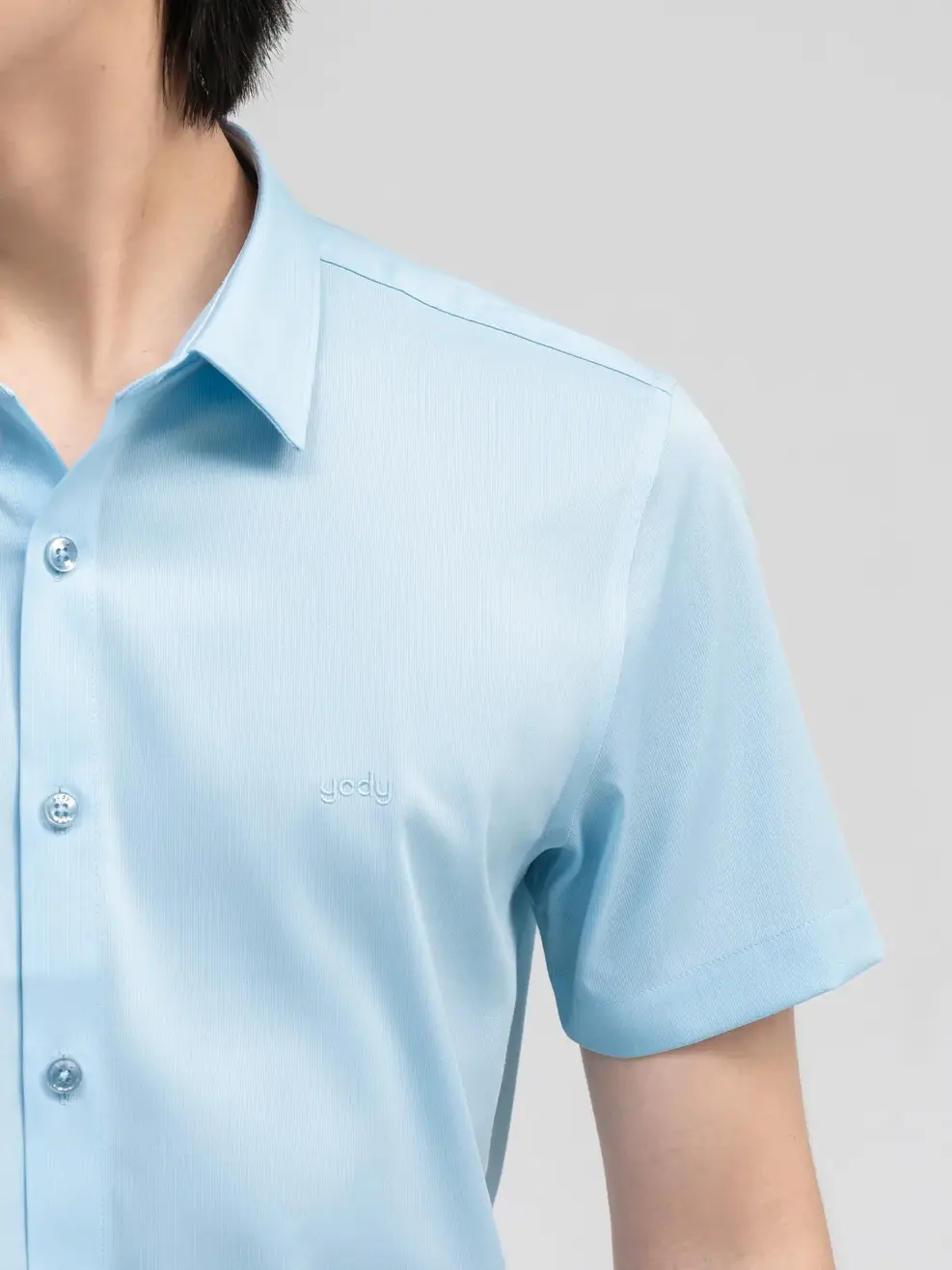 Sơ Mi Nam Cộc Tay Bạc Hà - Xanh lơ - M