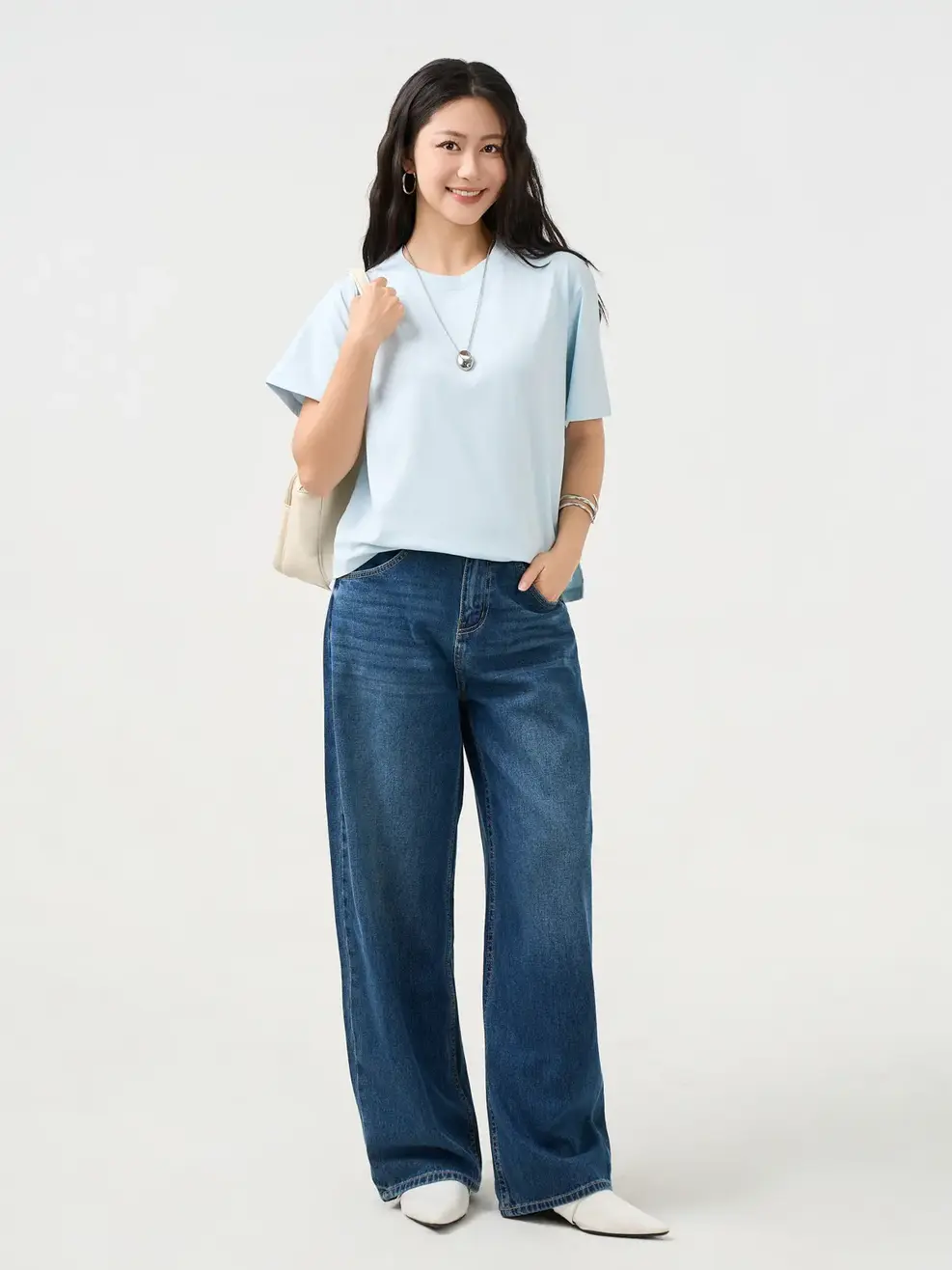 Áo Phông Nữ Boxy - BLUE 018 - XS