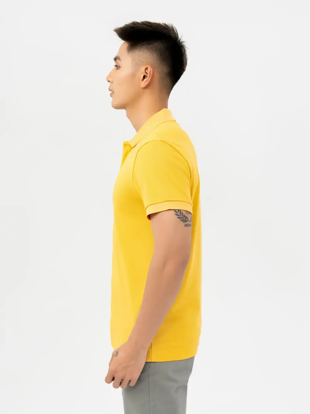 Polo Nam Cafe Dệt Tổ Ong Basic - Vàng - M