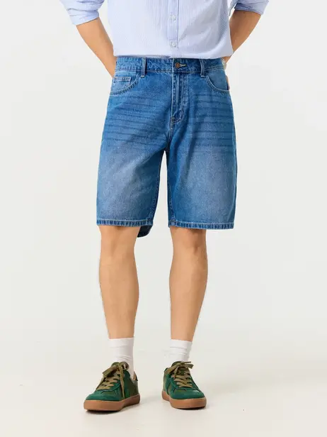 Quần Short Nam Jeans Regular Indigo Đứng Phom Lịch Lãm