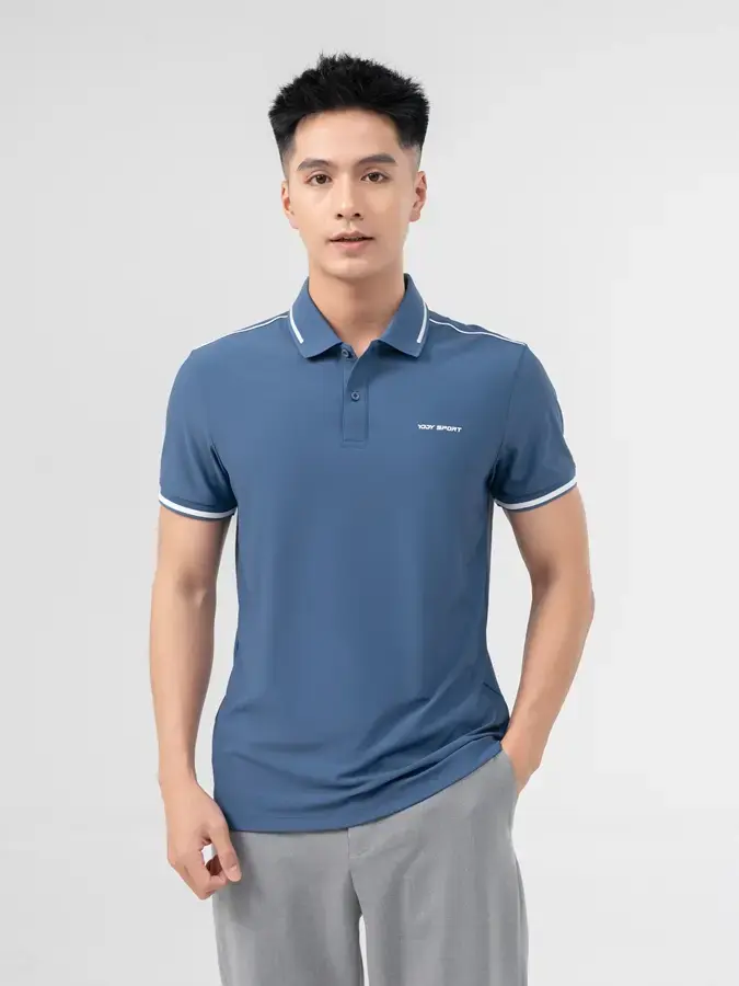 POLO THỂ THAO NAM PHỐI LÉ NỔI BẬT - Xanh than - M