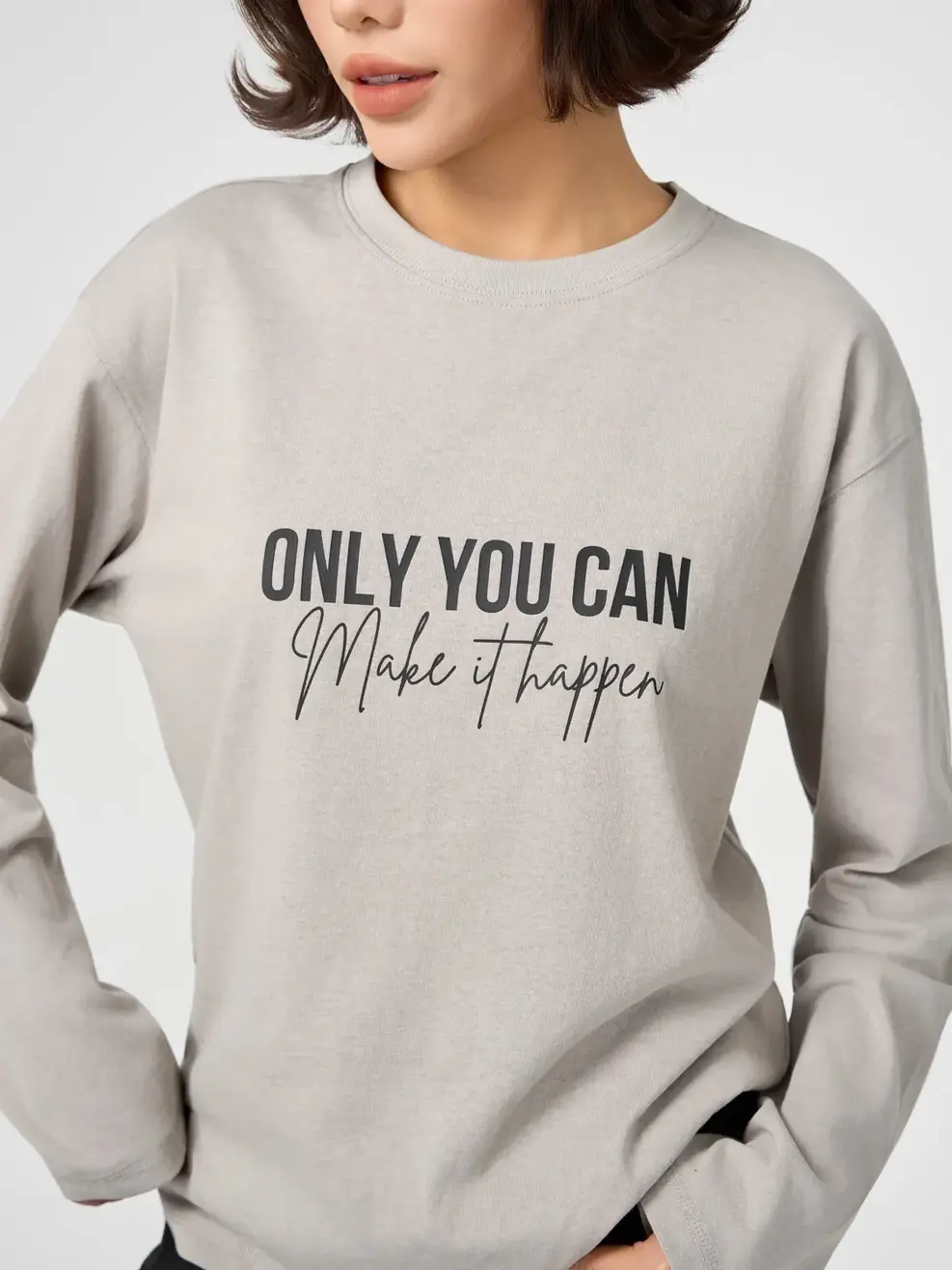 Áo Phông Dài Tay In Hình Thân Trước - Rêu 034 - S