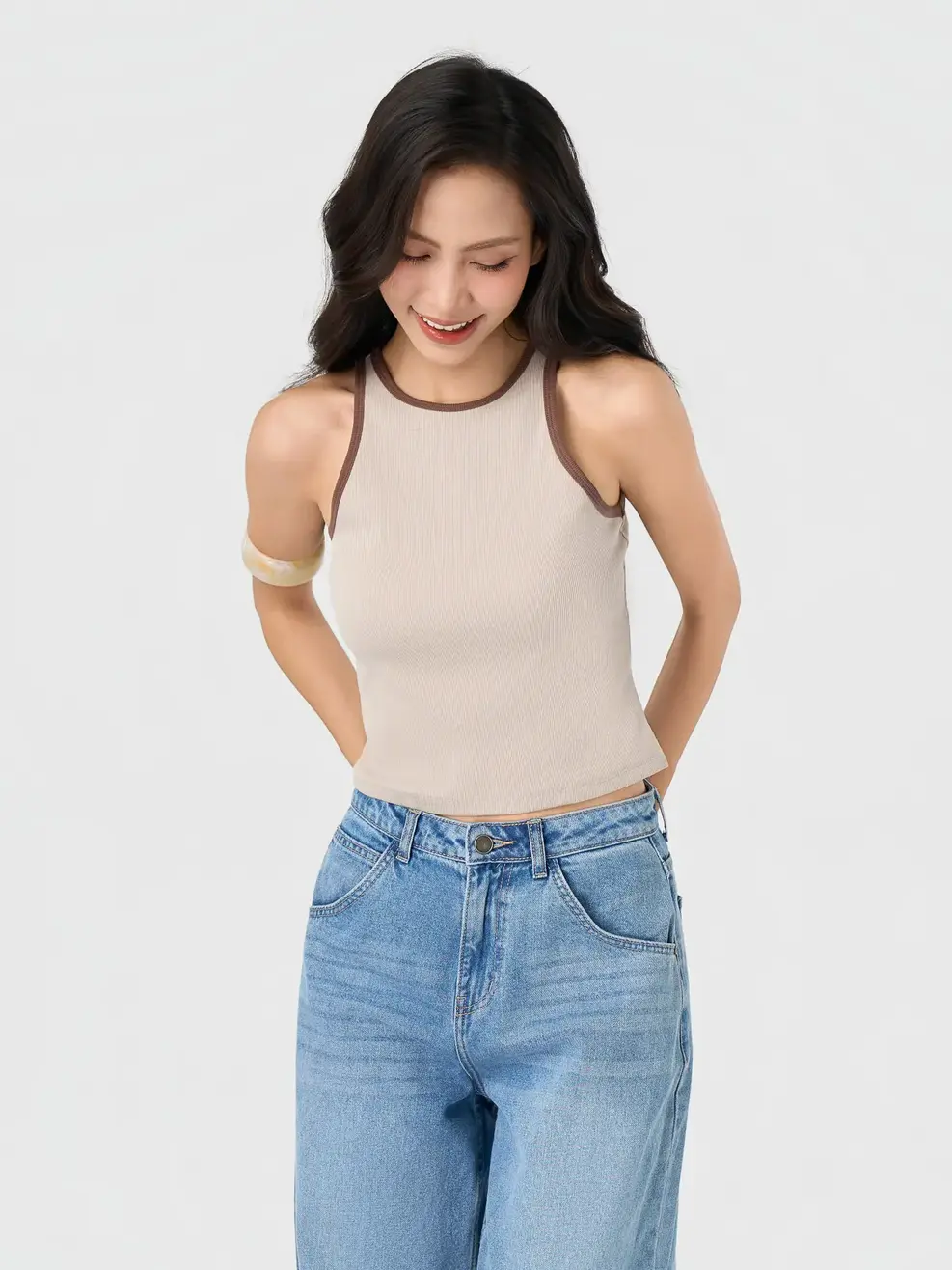Áo Ba Lỗ Nữ In Hình -  Be 192 - S