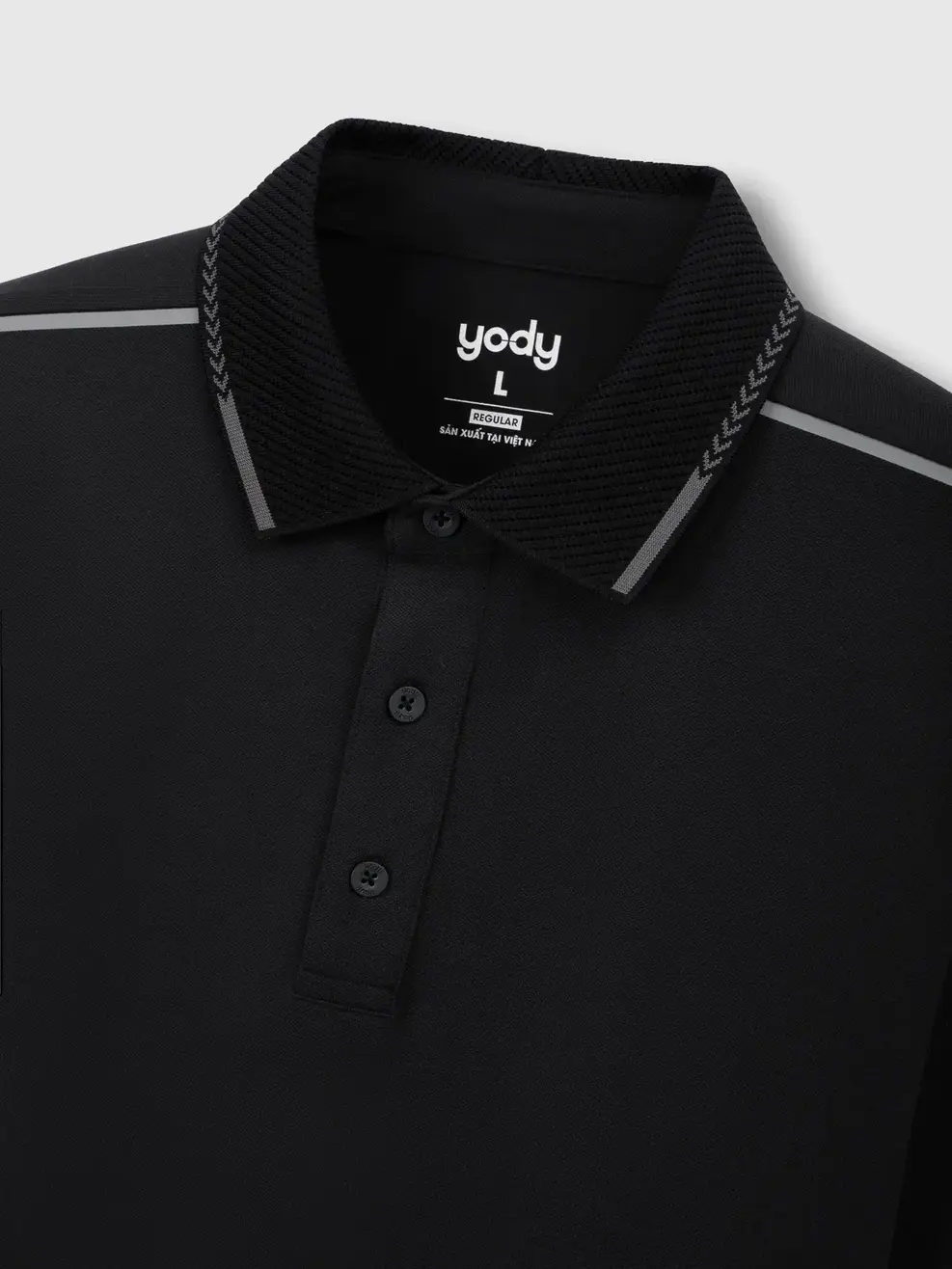 Áo Polo Nam Ngắn Tay Regular Chờm Vai Thân Trước - ĐEN 002 - M