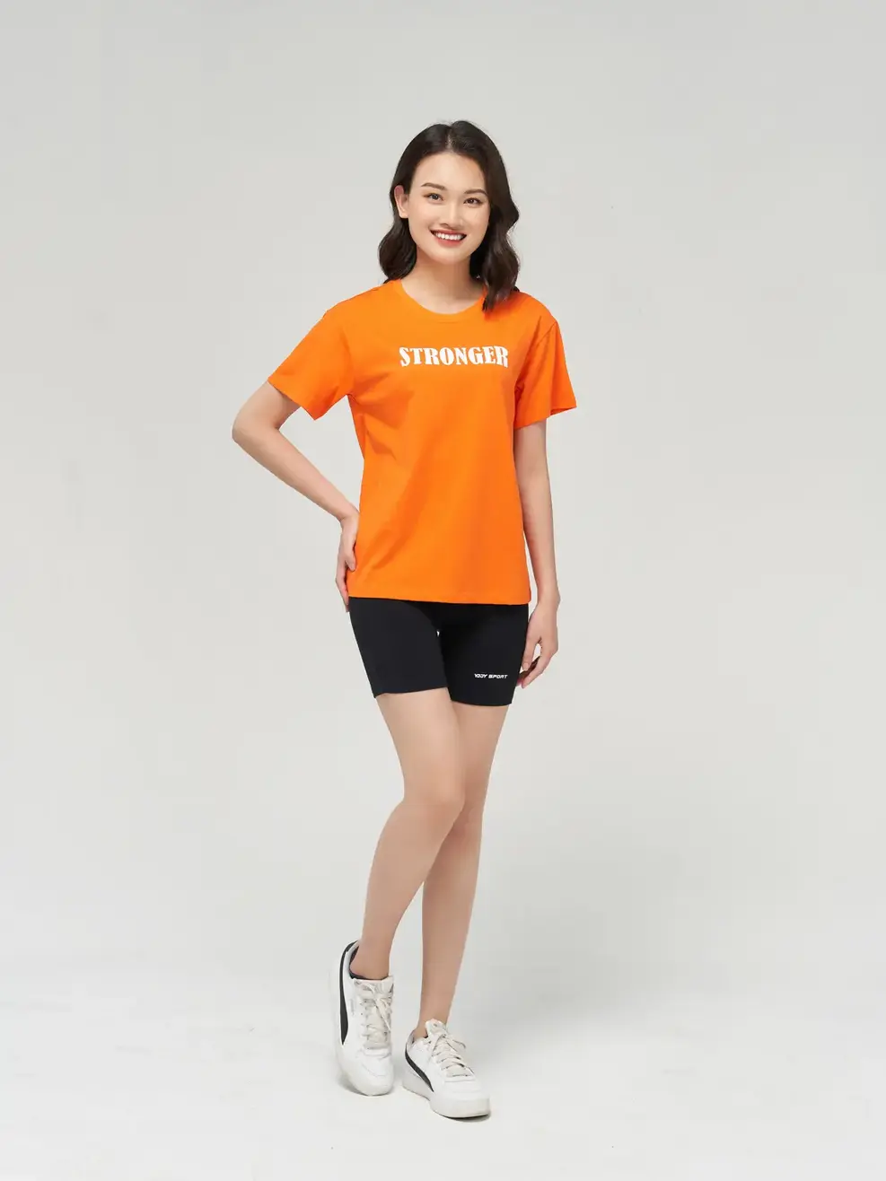 Bộ đồ nữ áo dáng rộng - Cam đen - XL