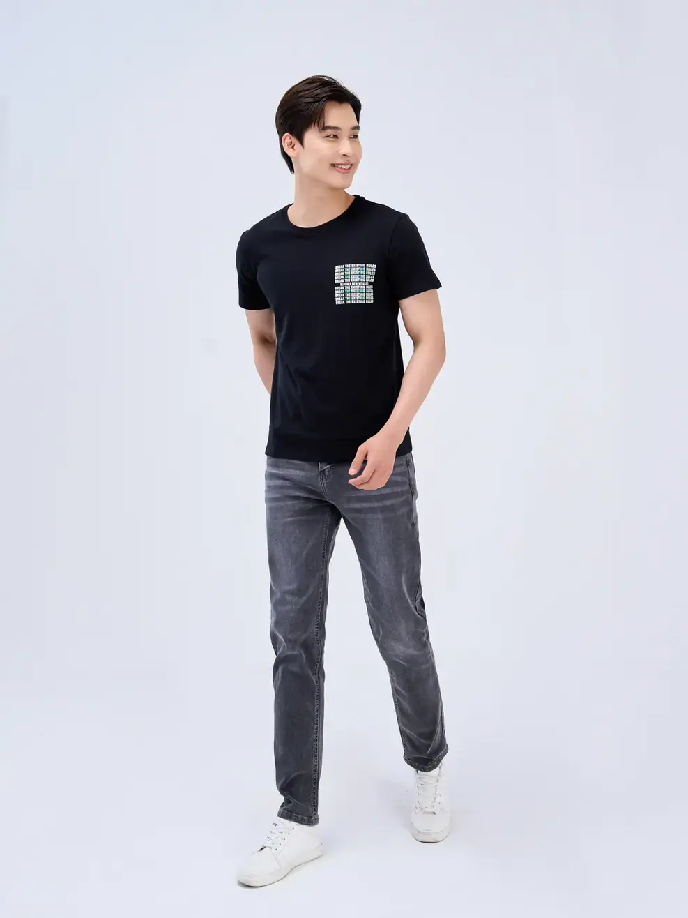 Áo thun nam in BREAK THE RULES - Đen - L
