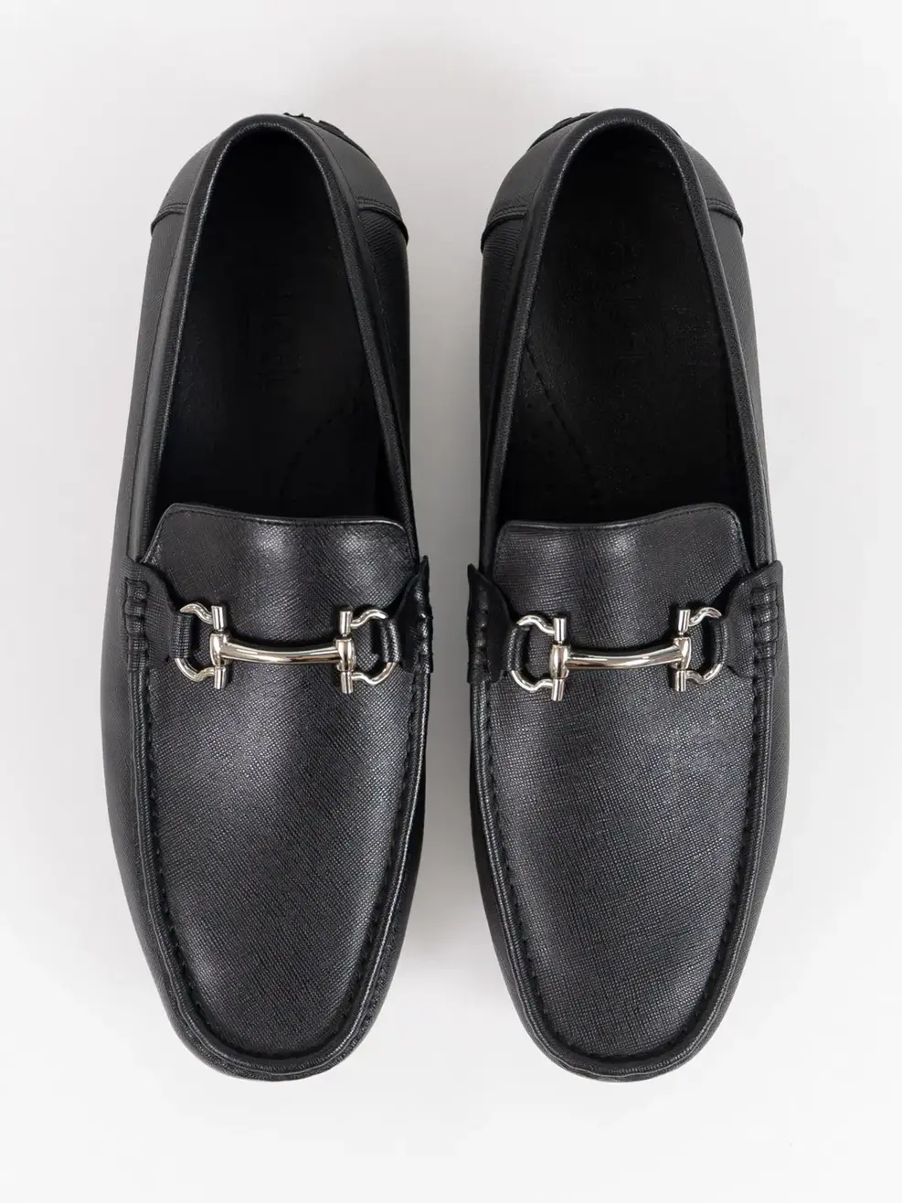 Giày Nam Moccasin Da Saffiano Đai Khóa - Đen - 39