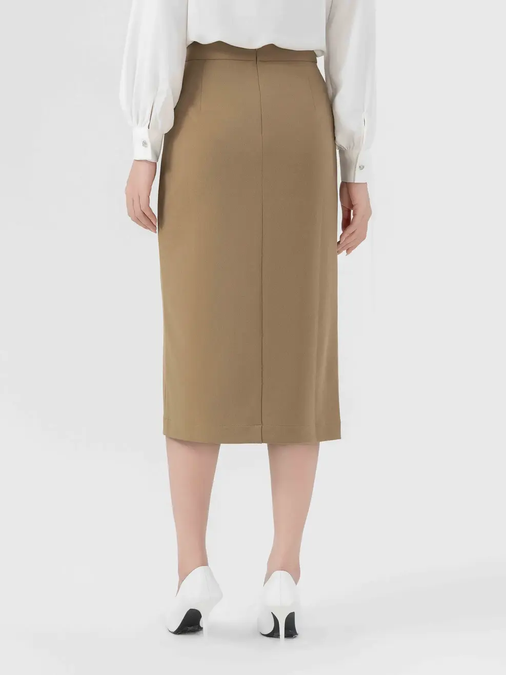 Chân Váy Nữ Cơ Bản Ôm Xẻ Đùi - Kaki - S