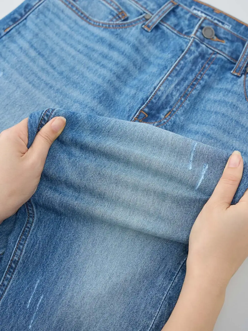 Quần Jean Nam Slim Fit Light Weight Cào Xước  - xanh trung - 34