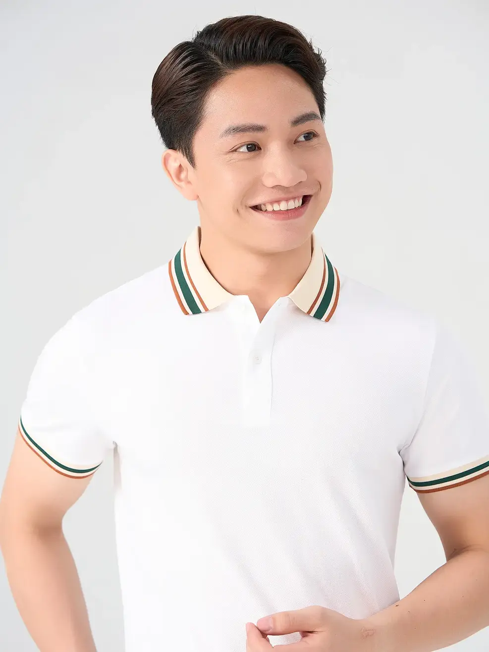 Áo Polo Nam Bo Cổ Phối Màu - Trắng - 3XL
