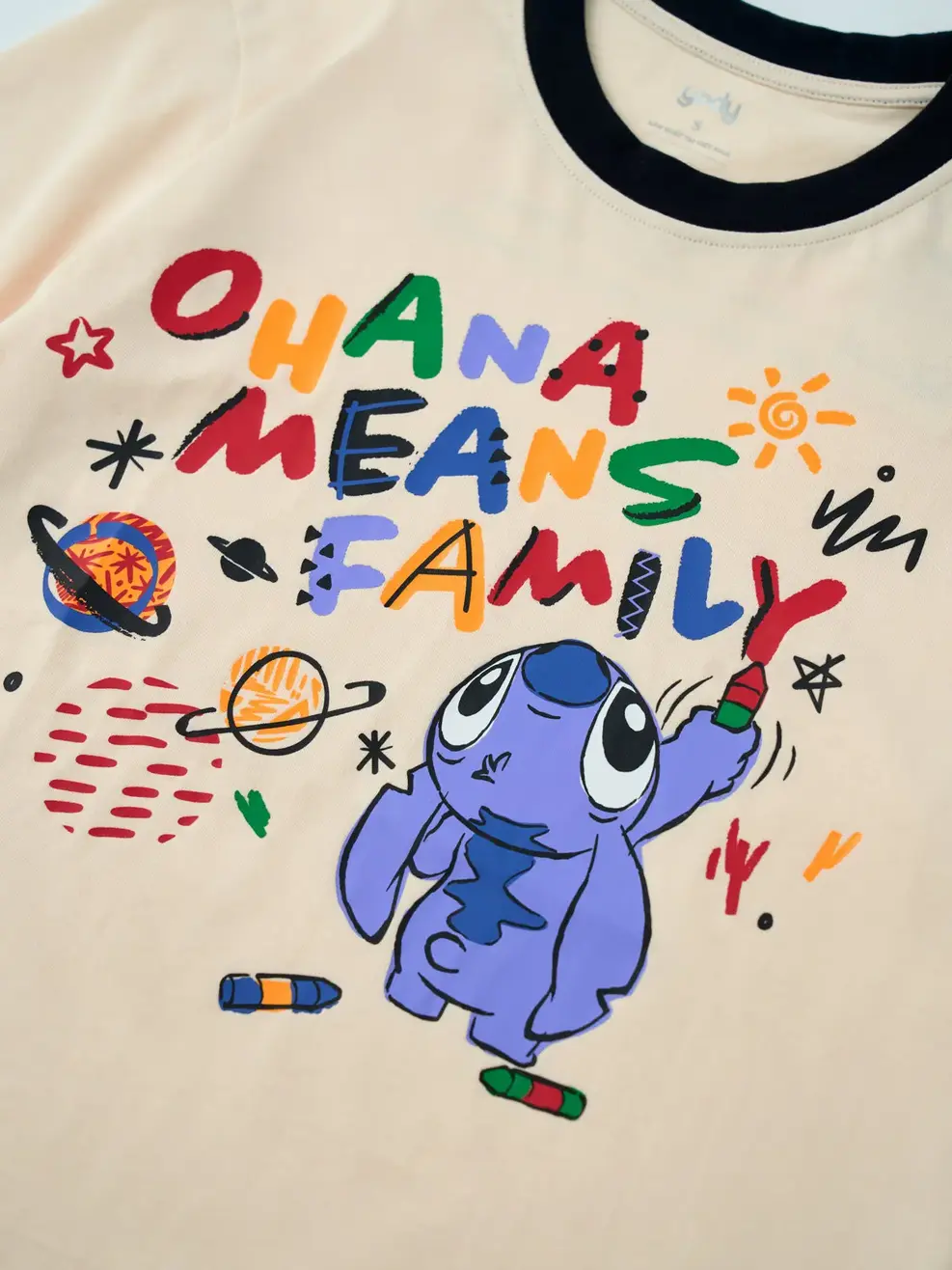 Áo Phông Nữ Stitch Ohana Means Family - Be 009 - S