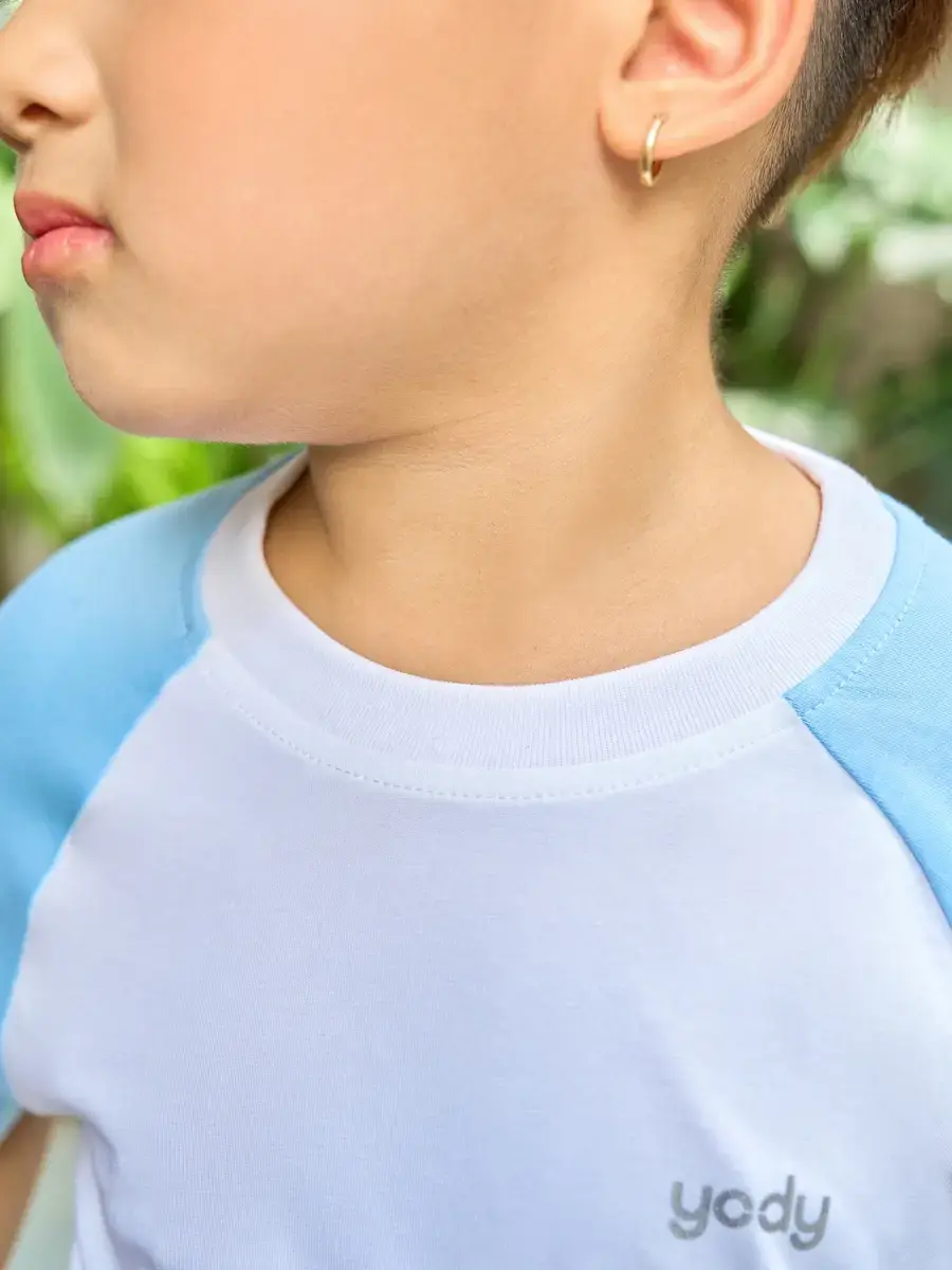 Bộ đồ kid tay raglan - Trắng Xanh - 2