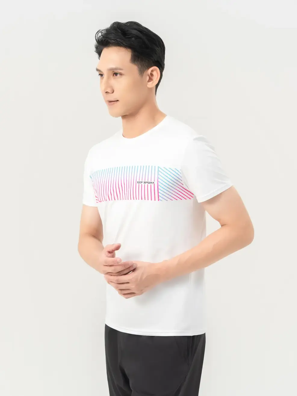 T-shirt Thể Thao Nam In Phối Ngực - Trắng - M