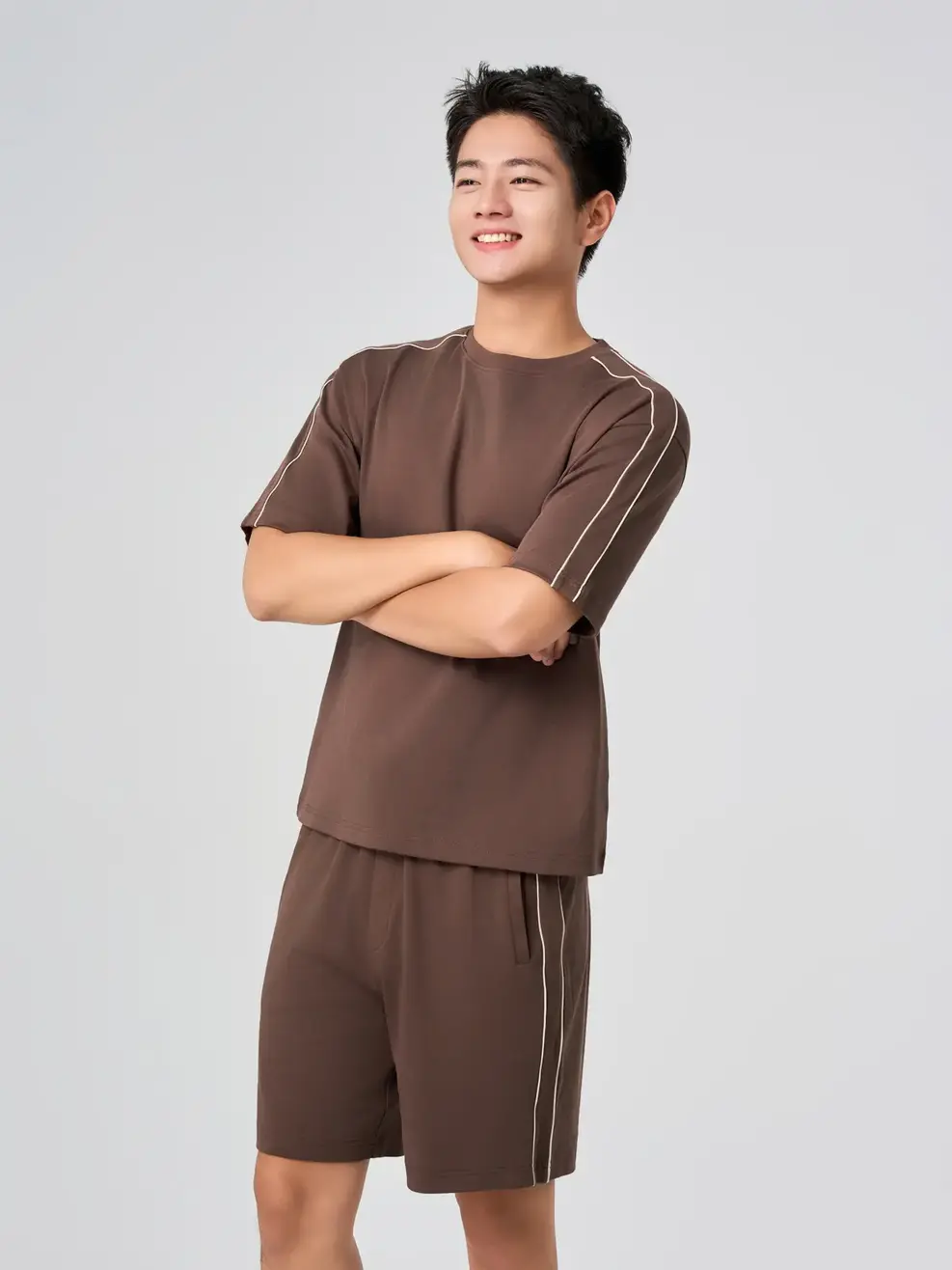 Bộ Đồ Nam Phối Lé - Màu nâu 002 - M