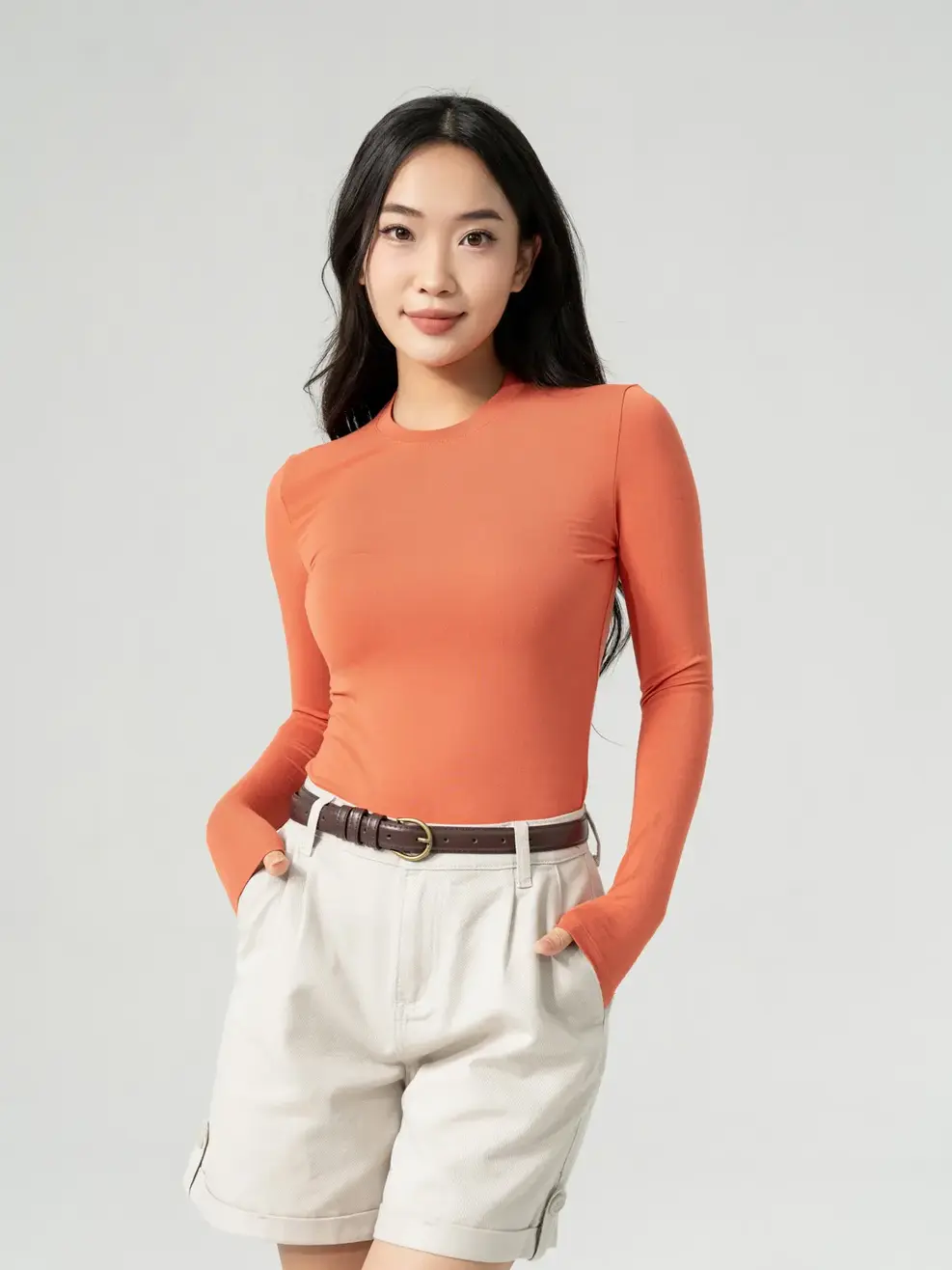 Áo Thu Đông Nữ Giữ Nhiệt Cổ Tròn - Cam - S