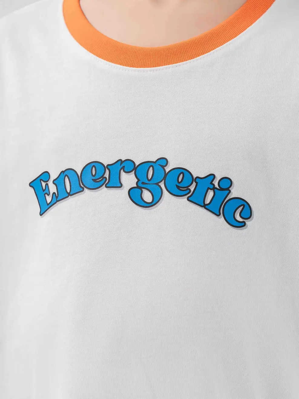 T-shirt Kid In Chữ - Trắng phối cam - 2