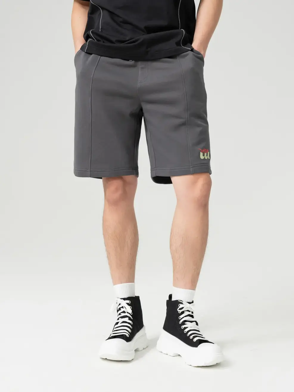 Quần Sooc Nỉ Yoguu Bổ Thân Trước - Ghi - M