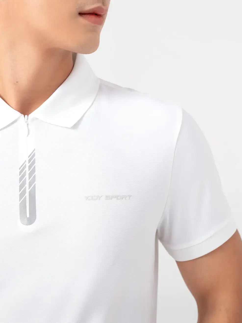Polo Thể Thao Nam Trụ Khóa In Phản Quang - Trắng - M