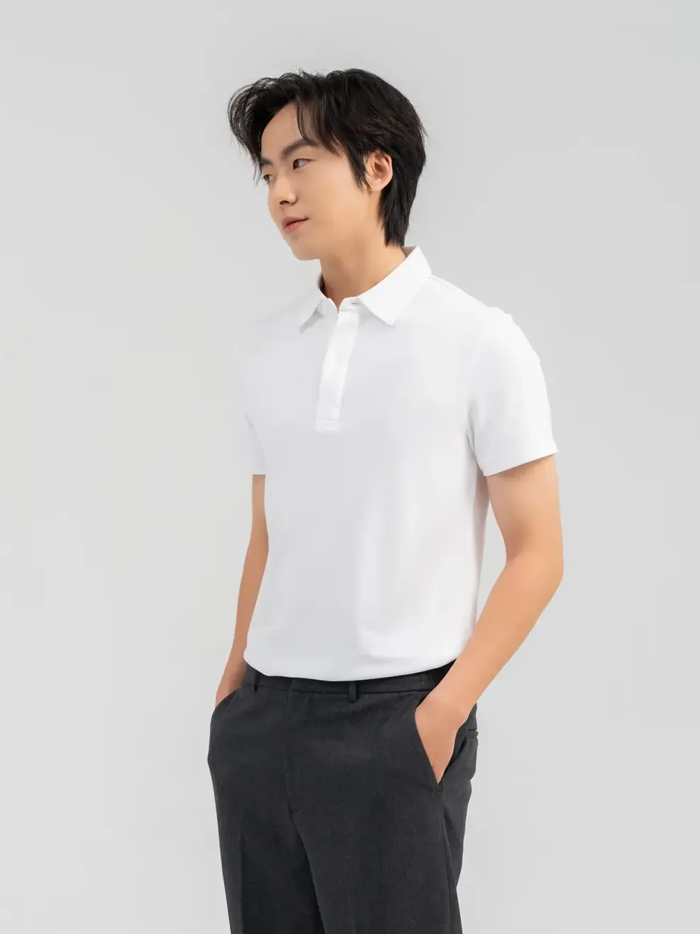 Polo Nam Cafe Nẹp Giấu Cúc - Trắng - 3XL