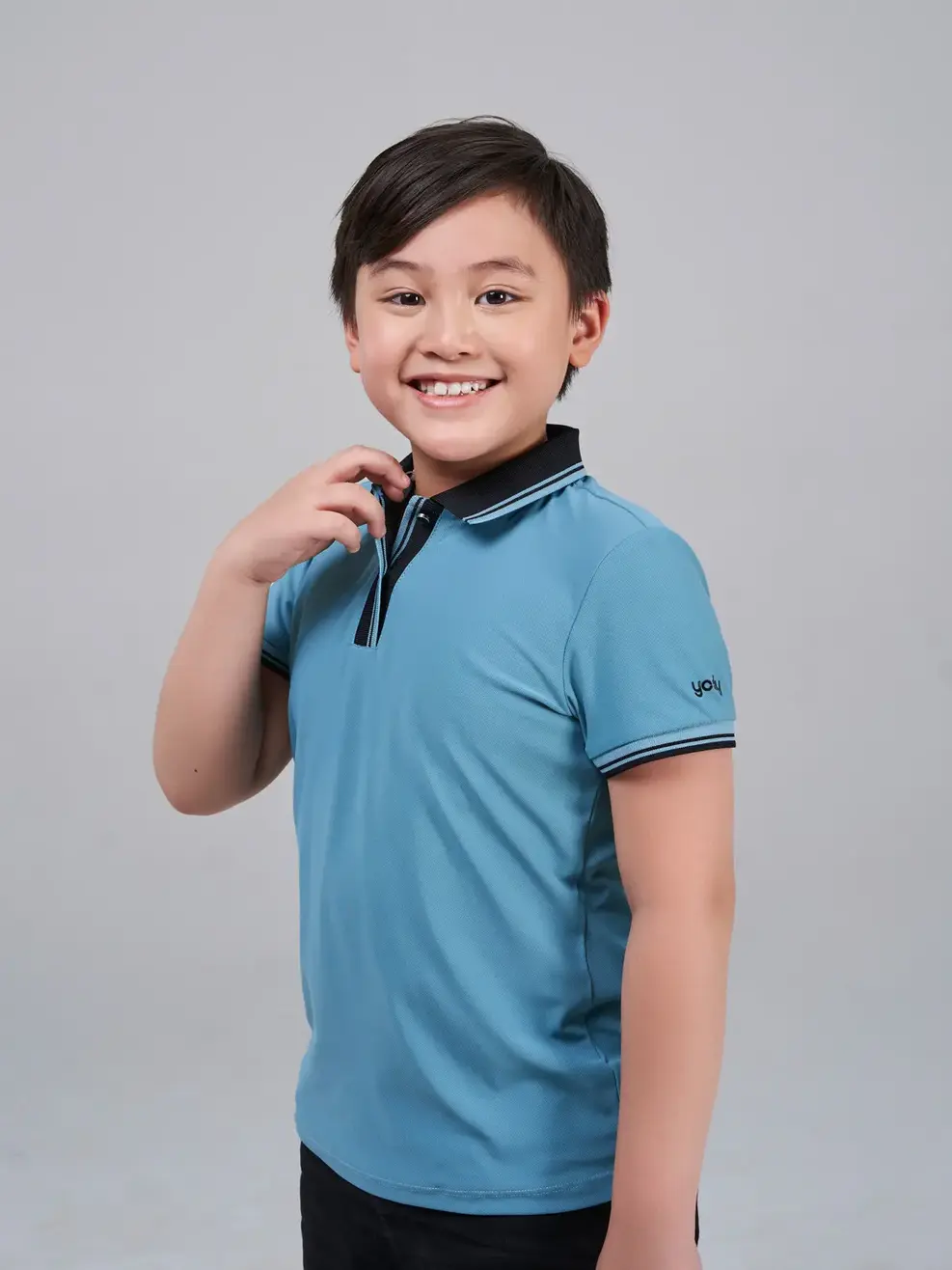 Áo Polo trẻ em Airycool nẹp bo - Xanh ngọc - 14