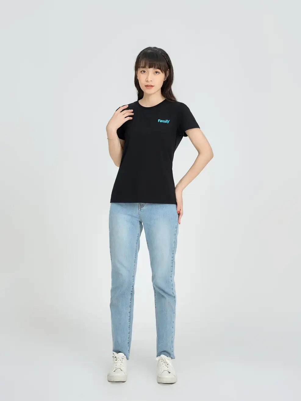 Áo thun nữ family - Đen - XL