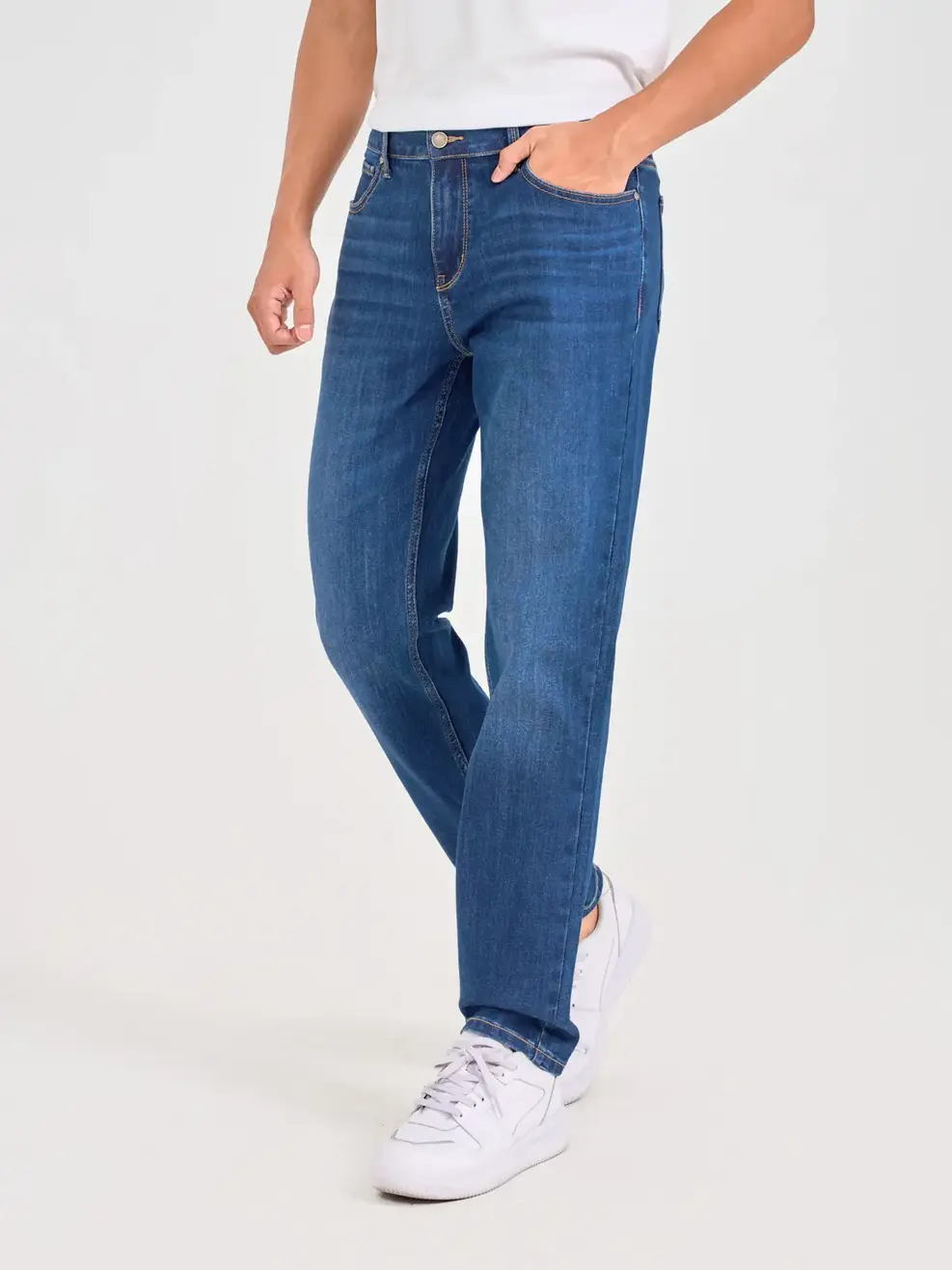 Quần Jeans Nam Cafe Slim Can Tú - Xanh đậm - 28