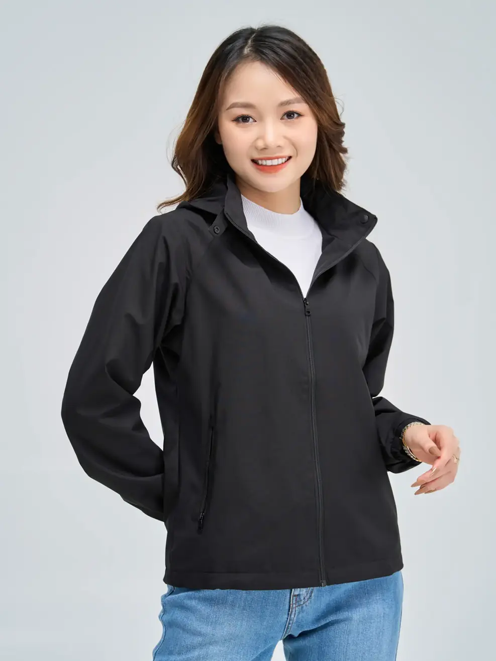 Áo khoác nữ phối lưng - Đen - XL