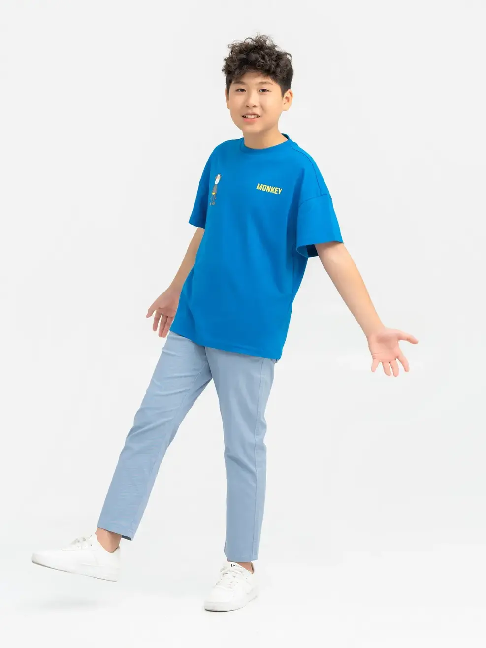 Quần Jeans Kid Khaki Suông Túi Ốp - Xanh lơ - 6