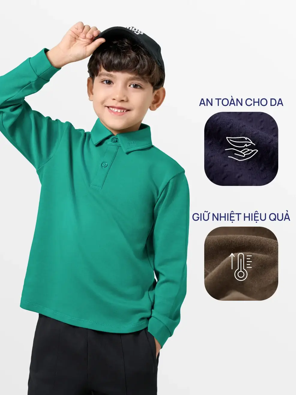 Áo Thu Đông Trẻ Em Có Cổ - Xanh - 2-3